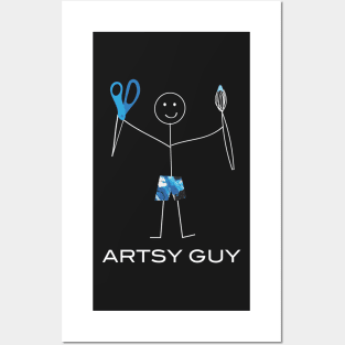 Funny Mens Artsy Guy Illustration Posters and Art